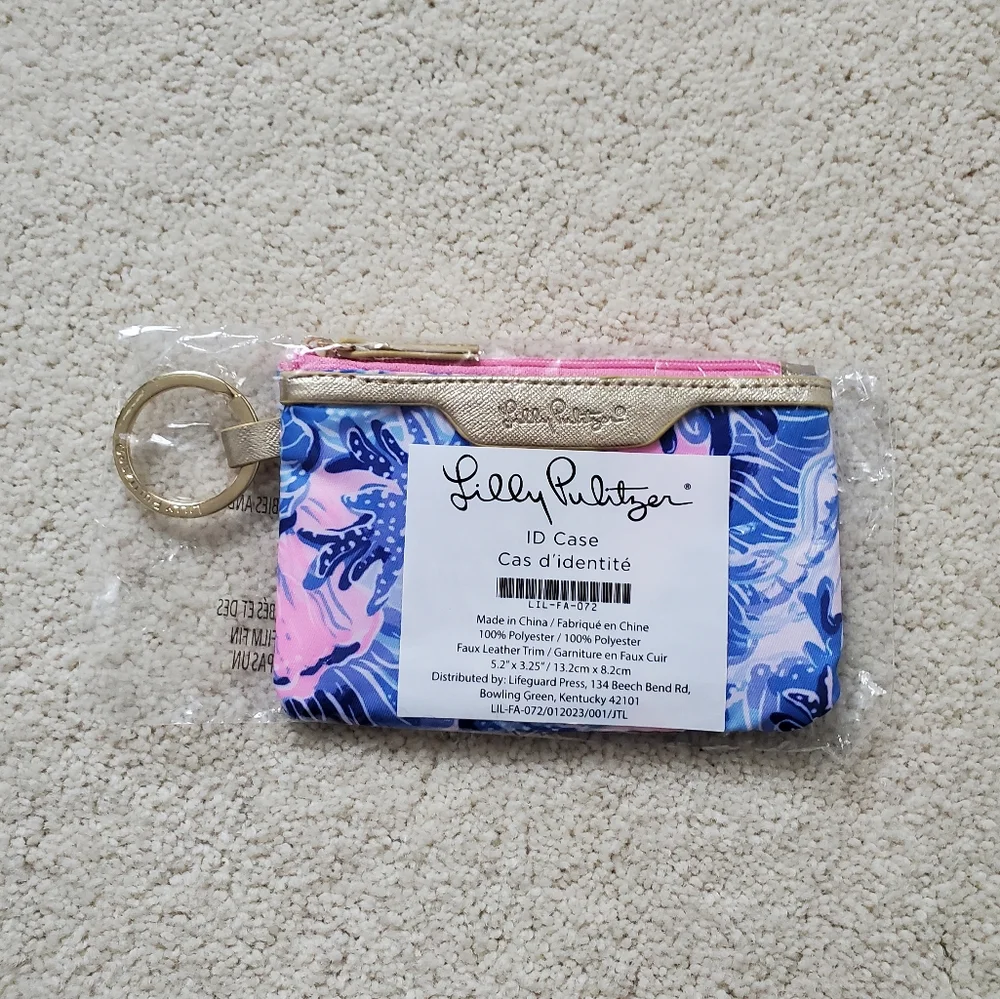 NWT Lilly Pulitzer Shade Seekers ID Case Tropical Print Keychain